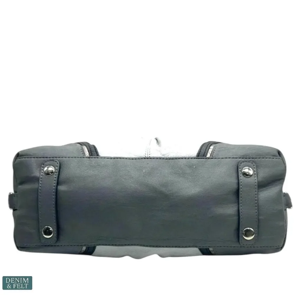 Coach Leather‎ Satchel Gray & Black Tote Bag with Pink Lining & Top Handles